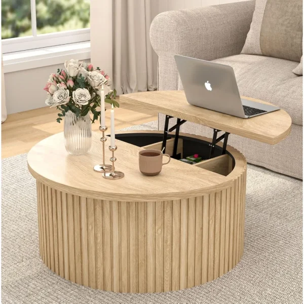 Lift Top Coffee Table with Storage, Round Coffee Tables for Living Room