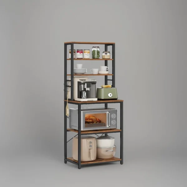 VASAGLE Coffee Bar, 6-Tier Kitchen Shelves, Baker’s Rack for Kitchen, Microwave Stand